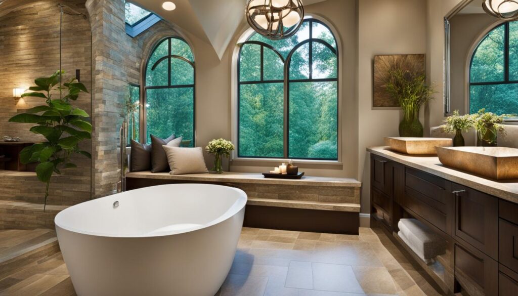 bathroom decor for vaulted ceilings