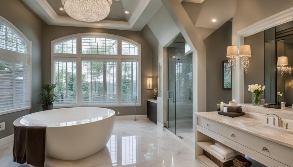 vaulted ceiling bathroom remodel